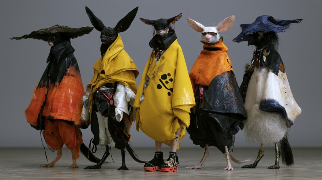 Lineup of five fashion-styled mouse characters