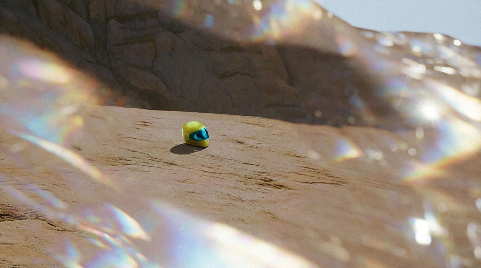 Yellow motorcycle helmet with visor