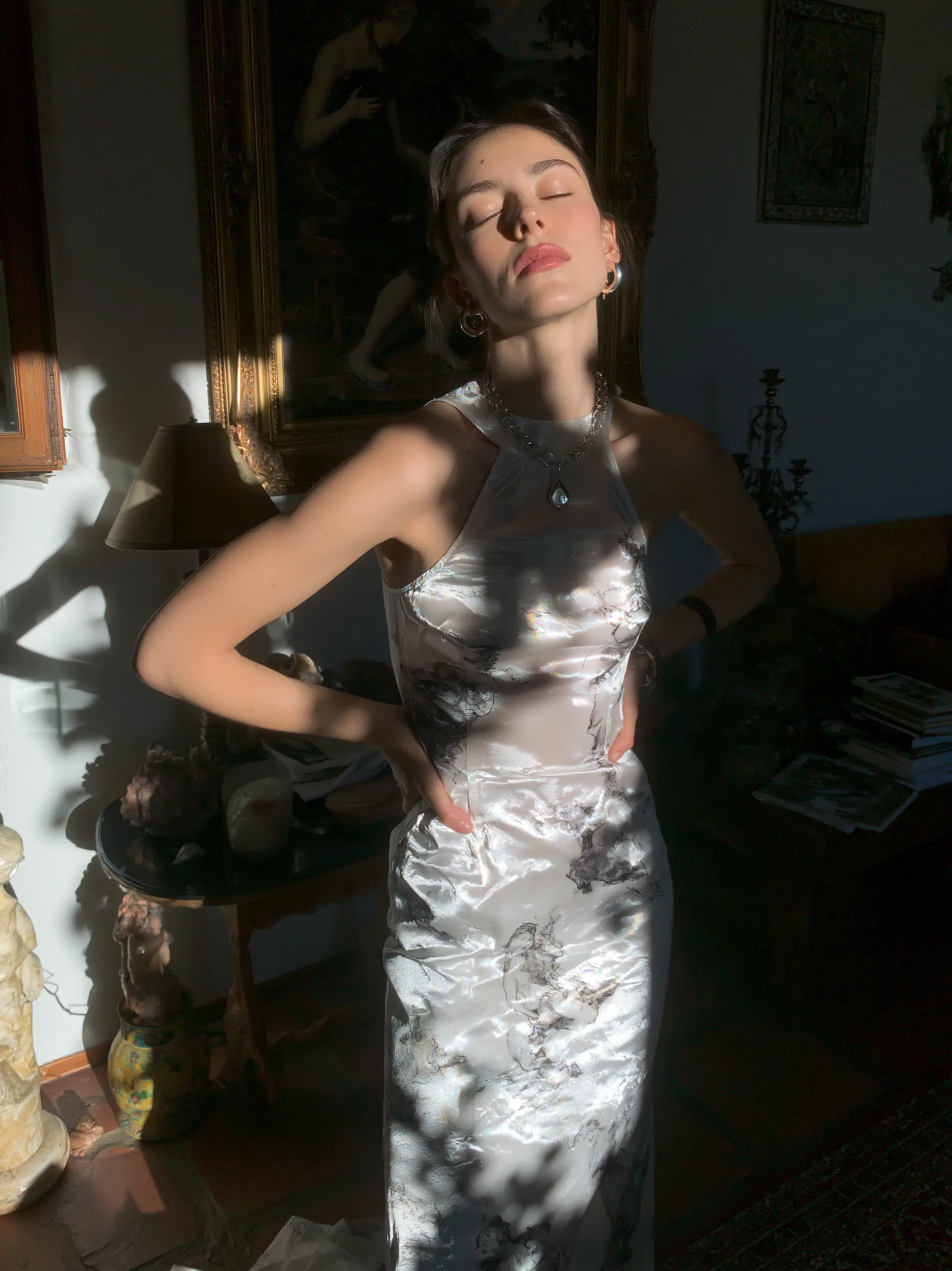 Woman in apartment with soft natural light